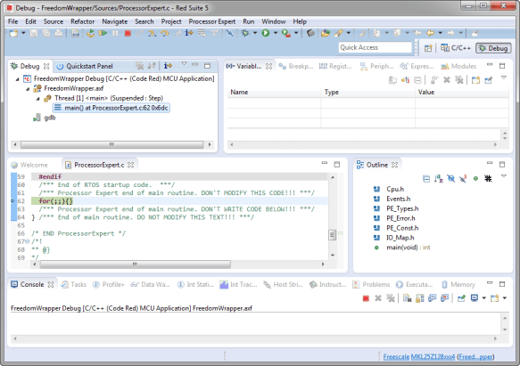 Debugging Freedom Board with Red Suite 5