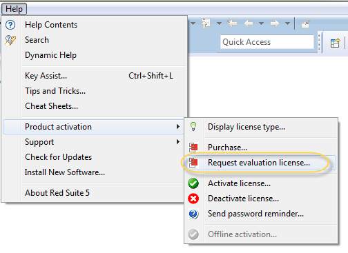 Product Activation Menu