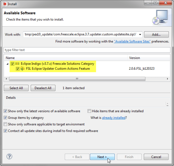 Selected Eclipse Updater