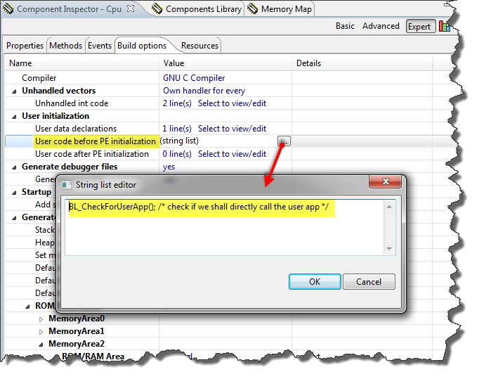 User Code before PE initialization