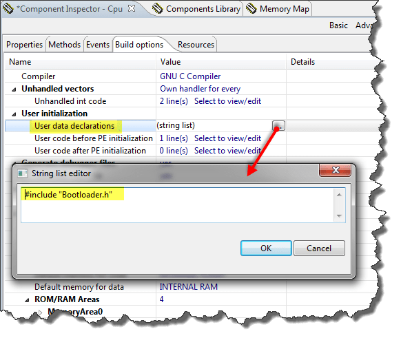 User data declarations