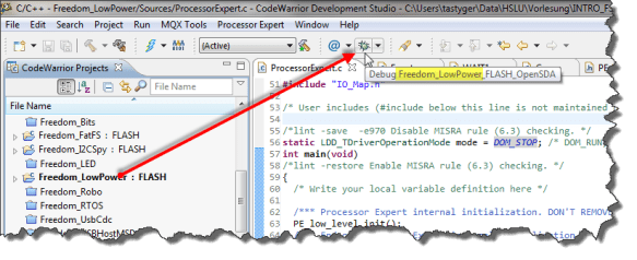 Debugging Active Project