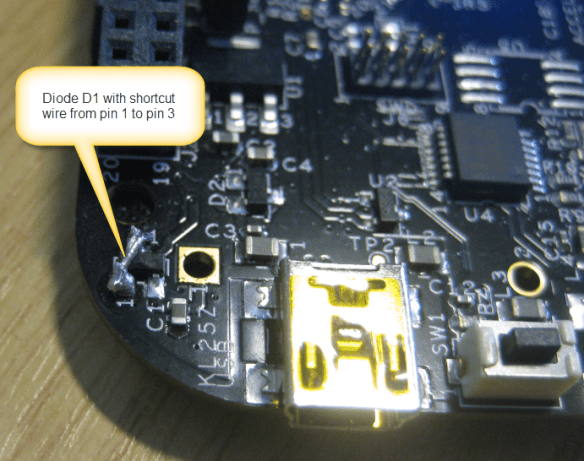 Diode D1 Shortcut Wire Applied