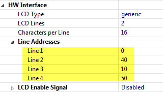 LCD Line Start Addresses