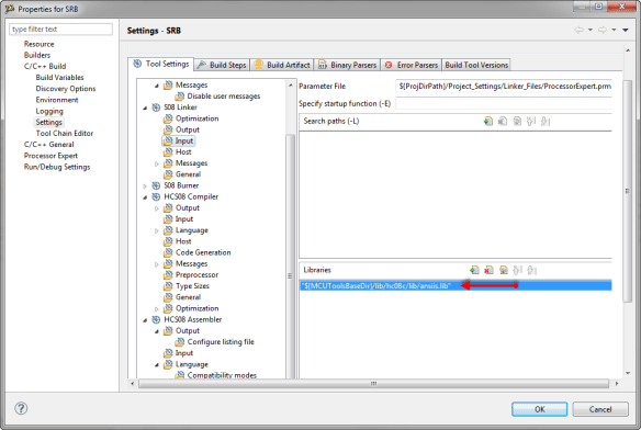 Linker Libraries Setting