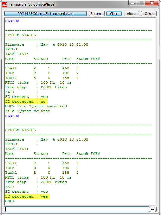 SD Card Protection Status