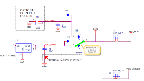 Shortcut on D1 of FRDM-KL25Z