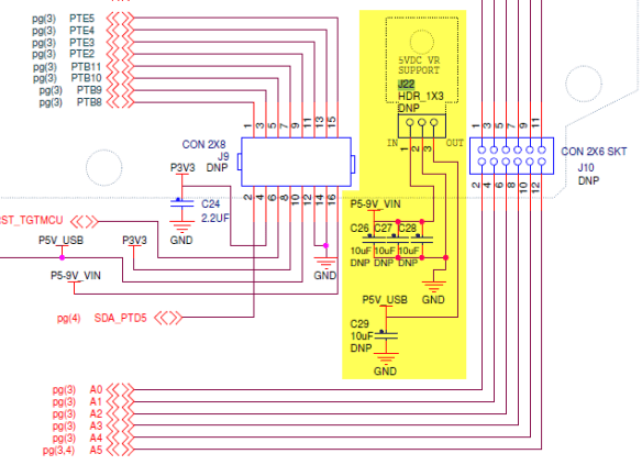 J22 Schematic (Source: Freescale FRDM-KL25Z RevE Schematic)