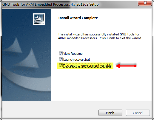 ARM GNU Tools Setup to add environment variables