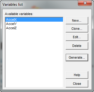 Accelerometer Variables Created