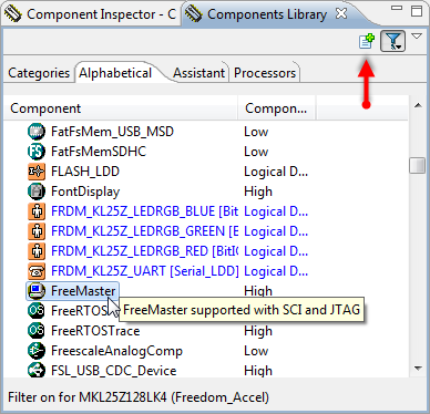 FreeMaster in Components Library View