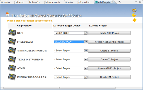 Creating KL25Z project