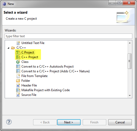 New C or C++ Project