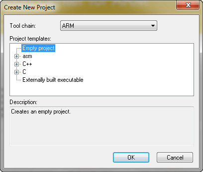 New Empty Project in IAR
