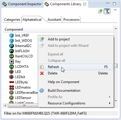 Refresh of Components Context Menu