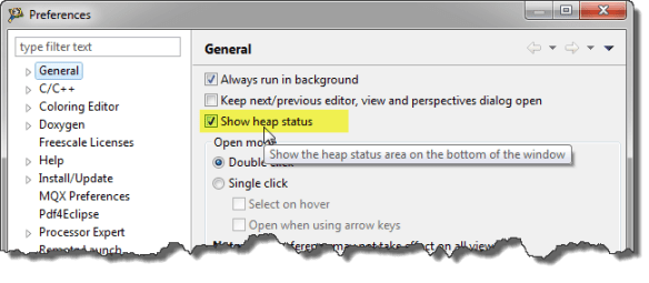 Show Heap Status in Eclipse