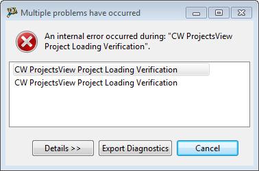 CW ProjectsView Project Loading Verification Error
