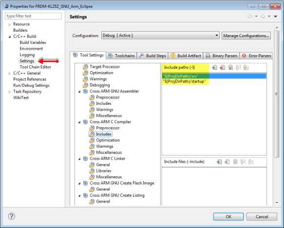 Include Path Settings
