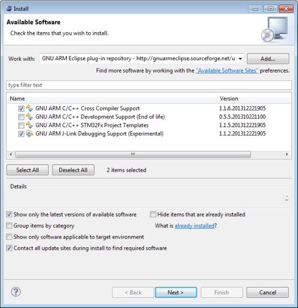 Installing GNU ARM Eclipse Plugins