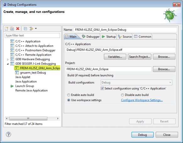 New Created Debug Configuration