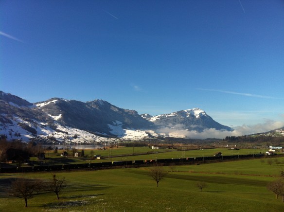 View to the west with the Rigi mountain in on the right.