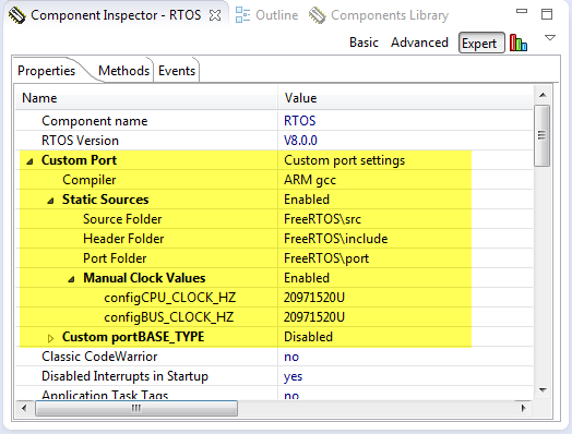 FreeRTOS Custom Port Settings