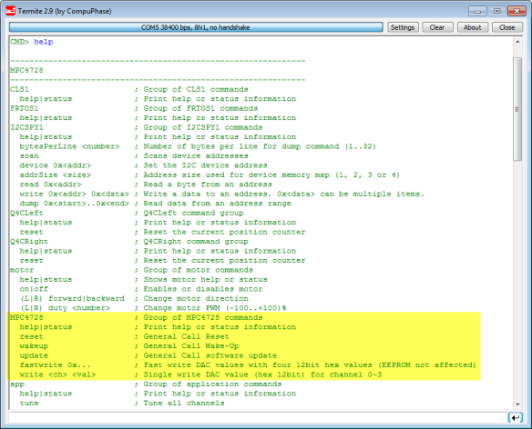 MPC4728 Shell commands