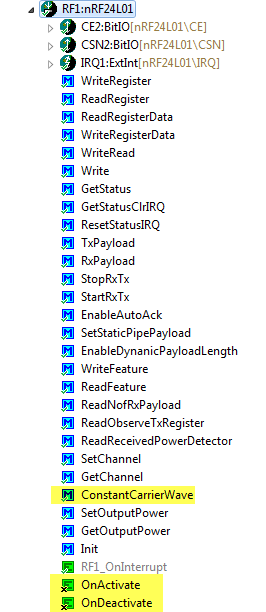 nRF24L01+ Methods and Events