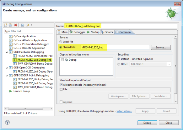 Sharing Debug Configuration with Eclipse | MCU on Eclipse
