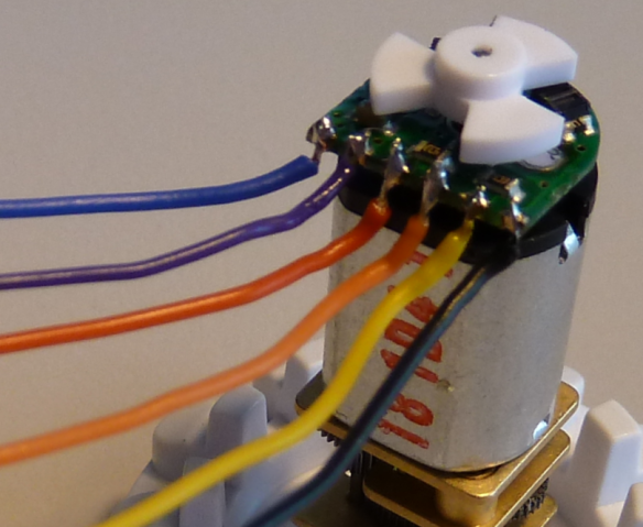 Wires soldered to Motor Encoder