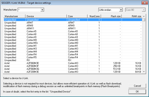 Select Segger J-Link Device