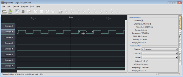 500 Hz signal with 50% duty cycle in LogicSniffer