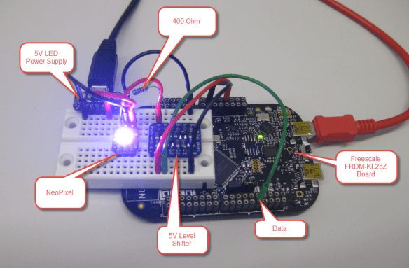 Breadboarding a single neopixel