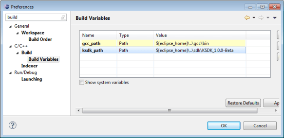 KSDK_PATH build variable
