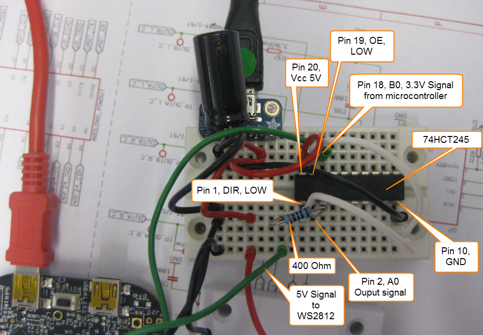 74HCT245 Wiring for WS2812