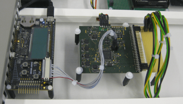 Debug Board (left) with Satellite Payload Board (right)