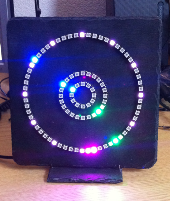 LED Clock, white are hour marks, red is second, blue is minute, green is hour