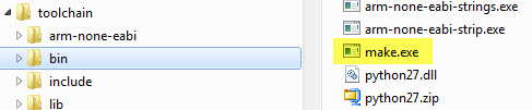 Make in toolchain bin