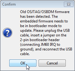 Pressing Ok to update the firmware
