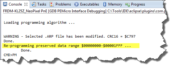 Re-programming preserved data range message