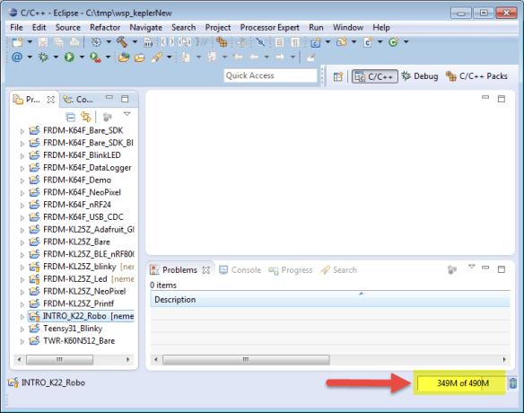 heap size with all projects open
