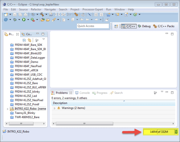 Heap Size with one project open