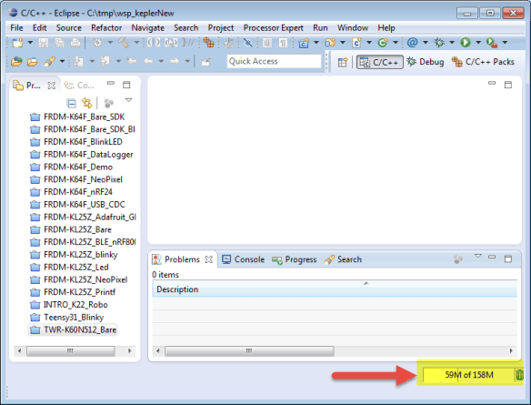 Heap Used in Eclipse with Projects Closed