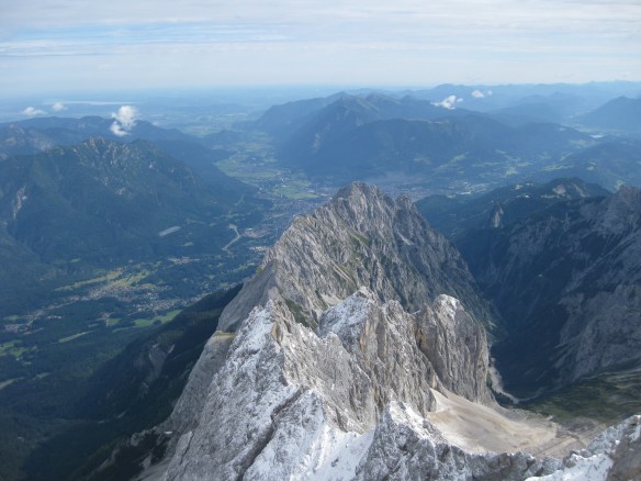 View from the Zugspitze down to Garmisch