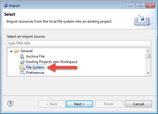 Import from File System