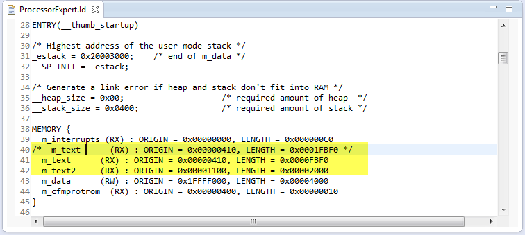Modified Linker File with new Section