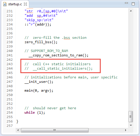 Startup Code not calling static contructors
