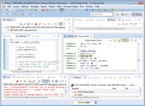Debugging in RAM with OpenOCD
