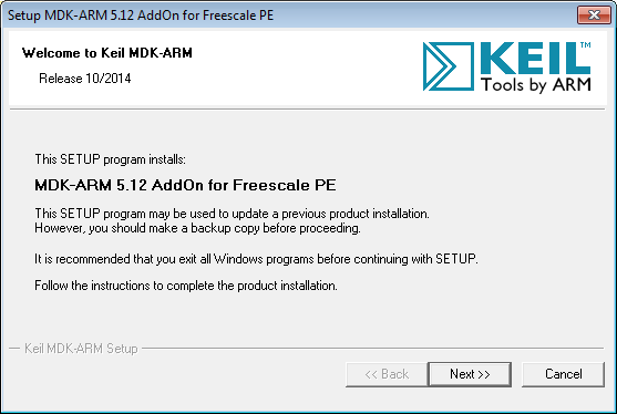 MDK-ARM 5.12 AddOn for Freescale PE