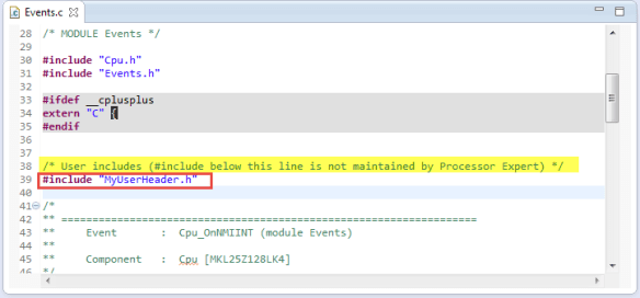 Place for User Includes